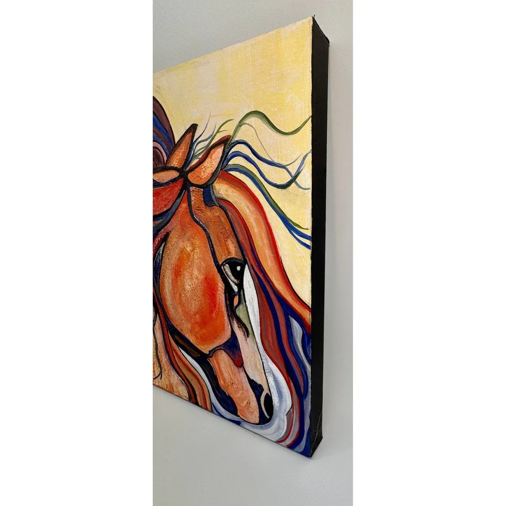 Dos Rios Original Oil Painting Horse Abstract Expressionist Canvas 2012 Signed - Picture 12 of 12